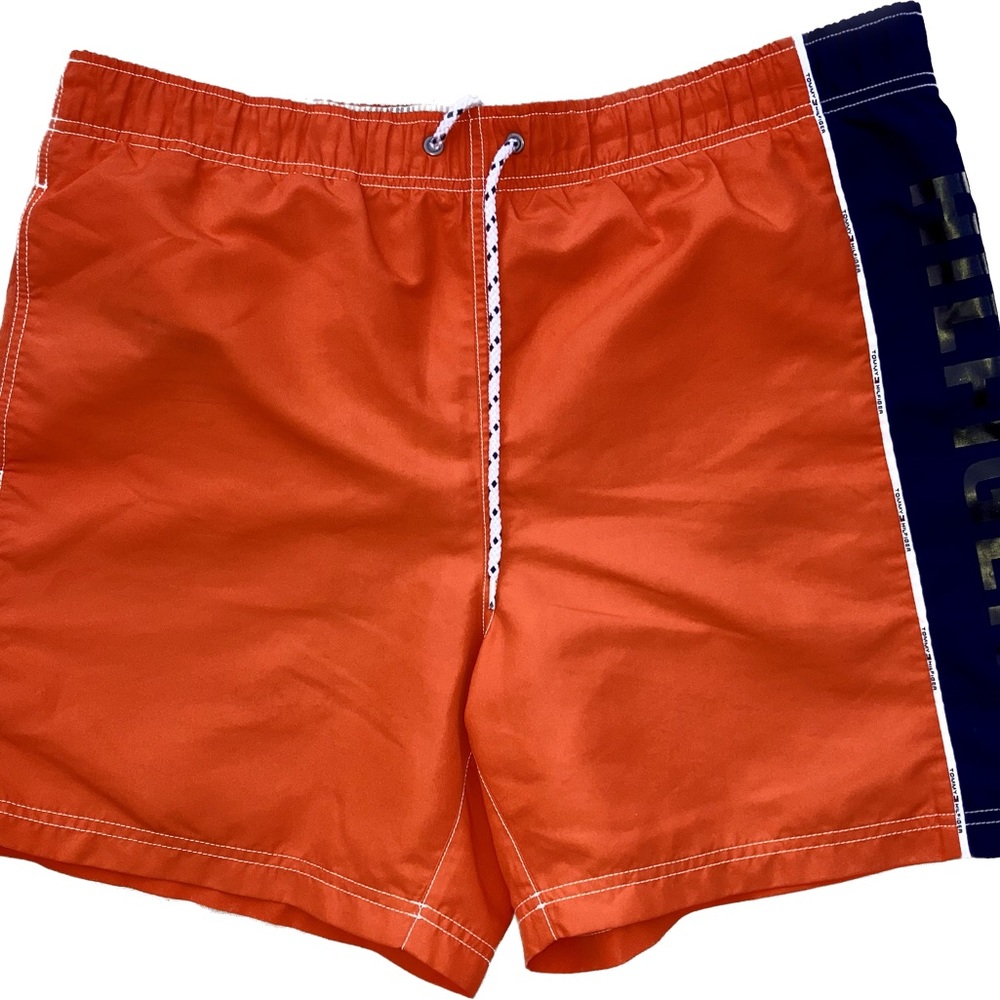 Tommy Hilfiger Men’s 90s Color Block Logo Swim Board Surf Shorts